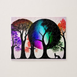 モダンカラー数々の抽象芸術ブラックシルエットシーン ジグソーパズル