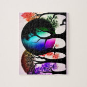 モダンカラー数々の抽象芸術ブラックシルエットシーン ジグソーパズル (縦)