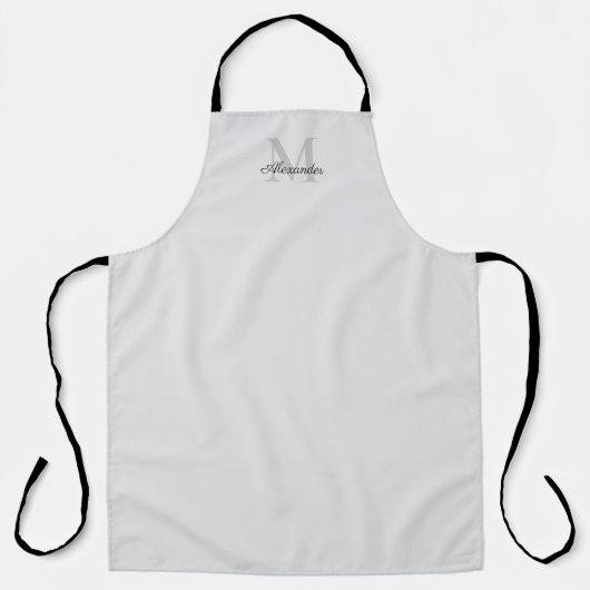 モダンカラー無地のグレーテンプレートブラックスクリプト エプロン (正面)