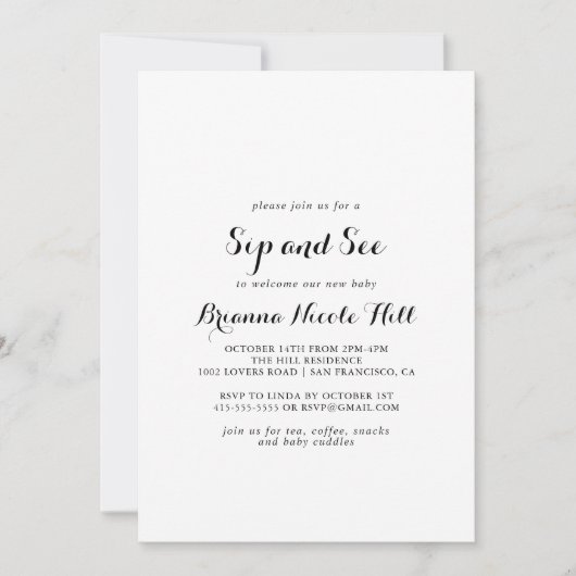 モダンカリグラフィーお茶会 招待状 (正面)