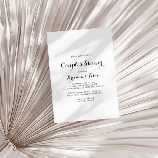 モダンカリグラフィーのカップルシャワー 招待状
