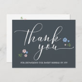 モダンカリグラフィーのベビーシャワー感謝メッセージ ポストカード (正面/裏面)