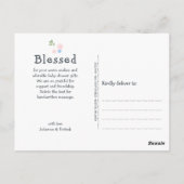 モダンカリグラフィーのベビーシャワー感謝メッセージ ポストカード (裏面)