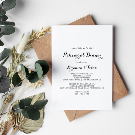 モダンカリグラフィーのリハーサルディナー 招待状