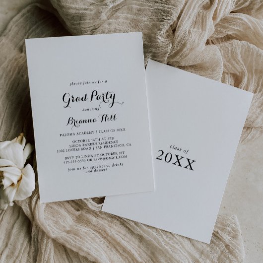 モダンカリグラフィーの卒業パーティー 招待状