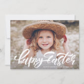 モダンカリグラフィーオーバーレイ ハッピーイースター写真 シーズンカード (正面)