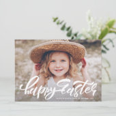 モダンカリグラフィーオーバーレイ ハッピーイースター写真 シーズンカード (スタンド正面)