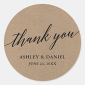 モダンカリグラフィースクリプトクラフトウェディング ラウンドシール (正面)