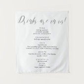 モダンカリグラフィードリンクは私たちの方にお任せください ウェディングバーメニュー タペストリー (正面)