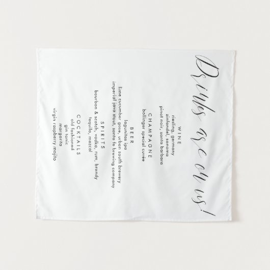 モダンカリグラフィードリンクは私たちの方にお任せください ウェディングバーメニュー タペストリー (正面(横))