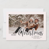モダンカリグラフィーファミリークリスマスフォト シーズンカード (正面)