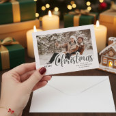 モダンカリグラフィーファミリークリスマスフォト シーズンカード