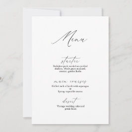 モダンカリグラフィーロマンティックウェディングメニュー 招待状