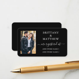 モダンカリグラフィー写真ウェディングレジストリーブラック エンクロージャーカード