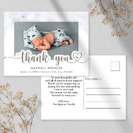 モダンカリグラフィー写真ベイビーボーイありがとう ポストカード