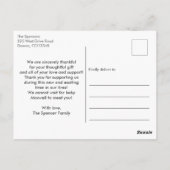 モダンカリグラフィー写真ベビー男の子ありがとう ポストカード (裏面)