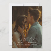 モダンカリグラフィー写真付き結婚式日程通知 招待状 (正面)