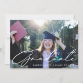 モダンカリグラフィー写真卒業パーティー 招待状 (正面)