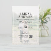 モダンカリグラフィー写真QRコード付き ブライダルシャワー 招待状 (スタンド正面)