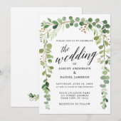 モダンカリグラフィー水彩ボタニカルウェディング 招待状 (正面/裏面)