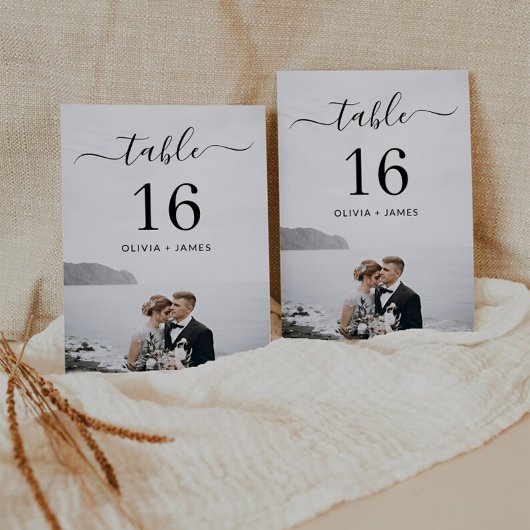 モダンカリグラフィー結婚式写真テーブルナンバー テーブルナンバー