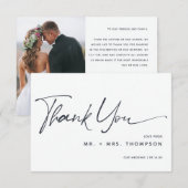 モダンカリグラフィー結婚式写真 サンキューカード (正面/裏面)