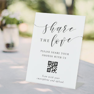 モダンカリグラフィー結婚式 シェアザラブ QRコード 台座サイン