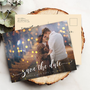 モダンカリグラフィー結婚式Save The Date写真 案内ポストカード