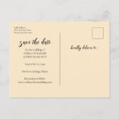 モダンカリグラフィー結婚式Save The Date写真 案内ポストカード (裏面)