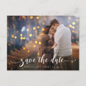 モダンカリグラフィー結婚式Save The Date写真 案内ポストカード (正面)