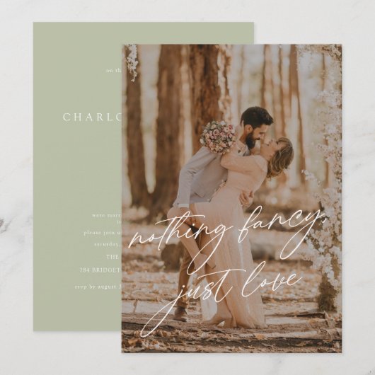 モダンカリグラフィー賢者フォトエロープメントウェディング 招待状 (正面/裏面)