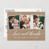 モダンカリグラフィー3枚写真ラブサンクス クラフト ポストカード (正面/裏面)