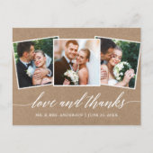 モダンカリグラフィー3枚写真ラブサンクス クラフト ポストカード (正面)