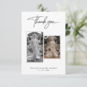 モダンカリグラフィー3枚写真 ブライダルシャワー サンキューカード (スタンド正面)