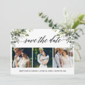 モダンカリグラフィー3 フォト ウォーターカラー グリーン セーブザデート (スタンド正面)