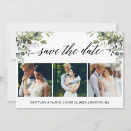 モダンカリグラフィー3 フォト ウォーターカラー グリーン セーブザデート