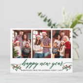 モダンカリグラフィー3 フォト ハッピー ニュー イヤー グリーン シーズンカード (スタンド正面)