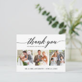 モダンカリグラフィー ウェディング 3枚写真 サンクス ポストカード (スタンド正面)