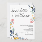 モダンカリグラフィー サマー ワイルドフラワー ウェディング 招待状 (正面)