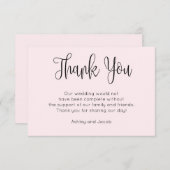 モダンカリグラフィー シンプルな筆記体ピンクの結婚式 サンキューカード (正面/裏面)