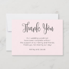 モダンカリグラフィー シンプルな筆記体ピンクの結婚式 サンキューカード