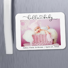 モダンカリグラフィー スクリプト ハート こんにちはベイビー マグネット