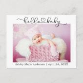 モダンカリグラフィー スクリプト ハート Hello Baby ポストカード (正面)