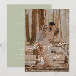 モダンカリグラフィー　セージ　フォトエロープメント　ウェディング 招待状