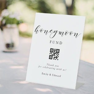 モダンカリグラフィー ハネムーンファンド QRコード 結婚式 台座サイン