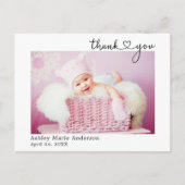 モダンカリグラフィー ハート ニューベイビー サンクス ポストカード (正面)