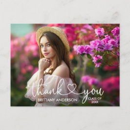 モダンカリグラフィー ハート 卒業 ありがとう ポストカード