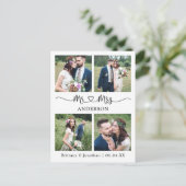 モダンカリグラフィー ハート 4枚 写真 結婚式 お礼 ポストカード (スタンド正面)