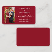 モダンカリグラフィー フォト ウェディング レジストリー レッド エンクロージャーカード (正面/裏面)