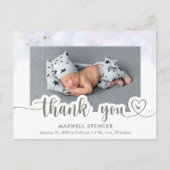 モダンカリグラフィー フォト ベイビーボーイ サンクス ポストカード (正面)